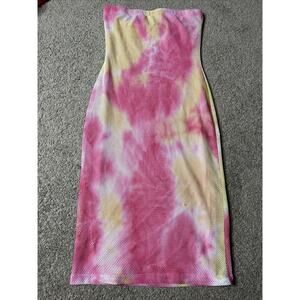 Women’s Size Medium Jolie & Joy Pink & Orange Tie Dye Mesh Tube Top Dress